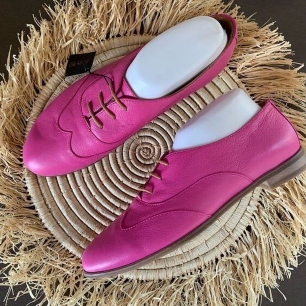 JULIA BO Magenta Pink Leather Limehouse Oxfords Beige Laces EU 40